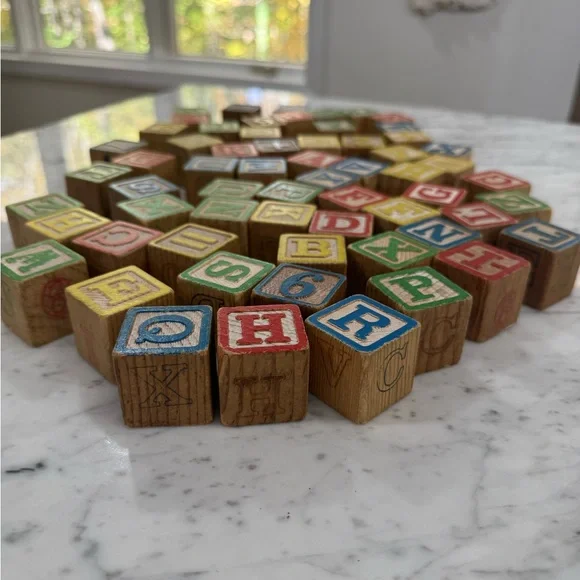 Playskool 1978 Colorful Alphabet & Number Wooden Blocks Large Lot of 62 - Picture 8 of 9